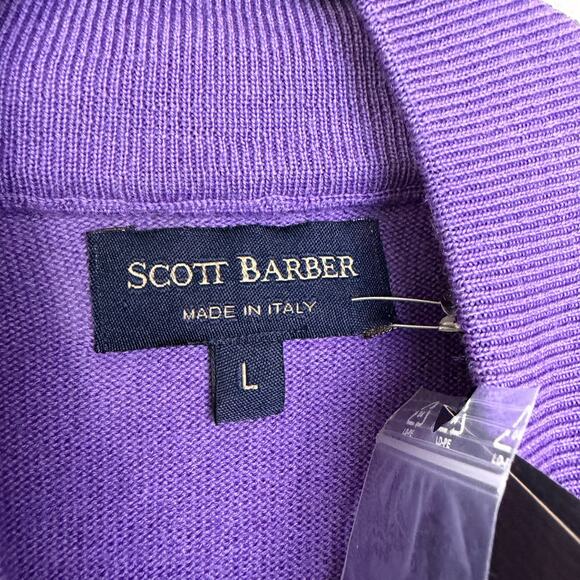 Scott Barber Merino Wool Sweater Mens Large Purple Henley Knit Elbow Patch NWT - Picture 4 of 12